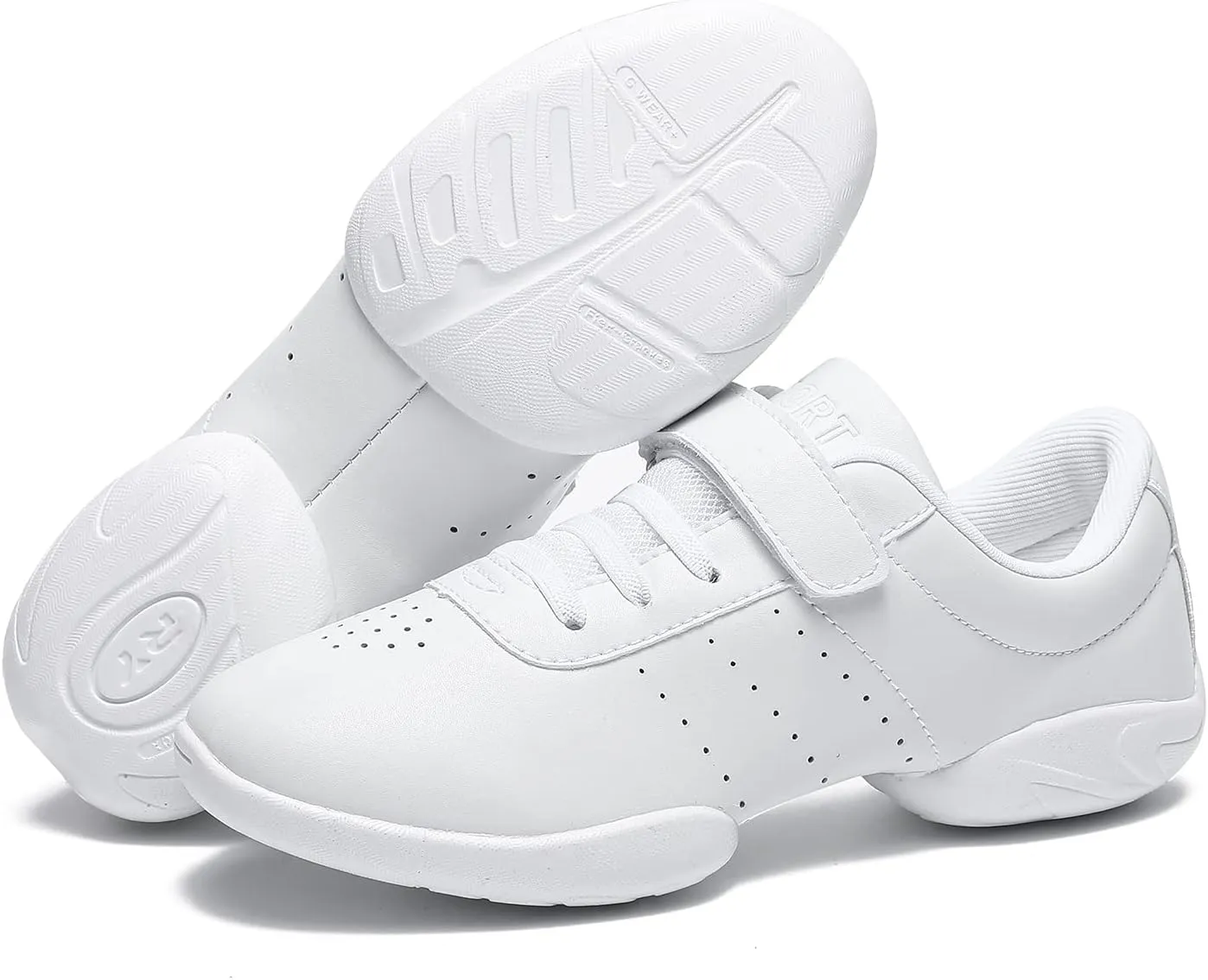 LANDHIKER Girls Cheer Shoes White Cheerleading Shoes Dance Athletic Training Tennis Breathable Youth Dancing Lightweight Competition Comfortable Cheer Sneakers