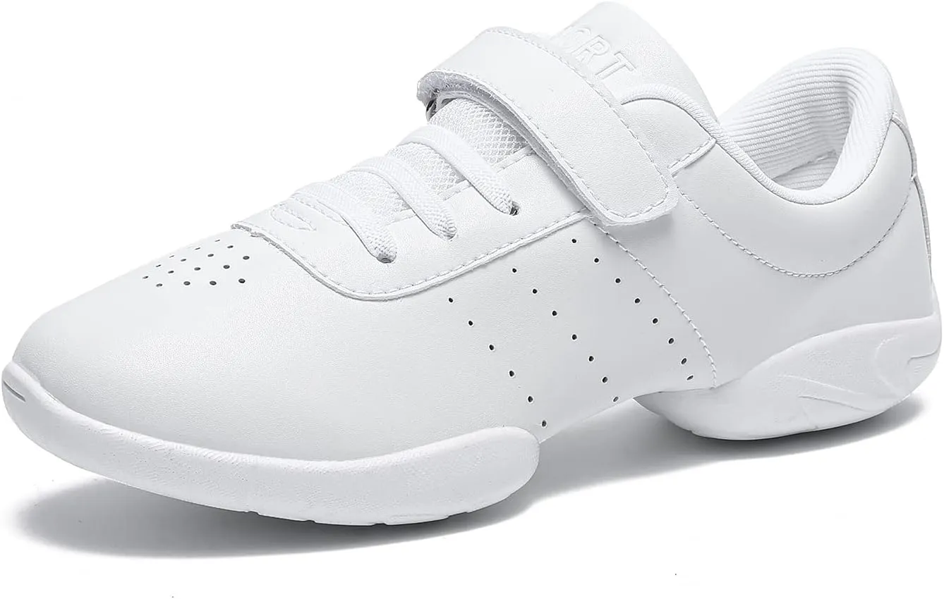 LANDHIKER Girls Cheer Shoes White Cheerleading Shoes Dance Athletic Training Tennis Breathable Youth Dancing Lightweight Competition Comfortable Cheer Sneakers