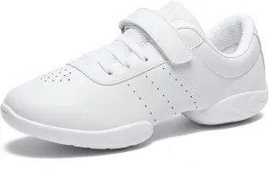 LANDHIKER Girls Cheer Shoes White Cheerleading Shoes Dance Athletic Training Tennis Breathable Youth Dancing Lightweight Competition Comfortable Cheer Sneakers