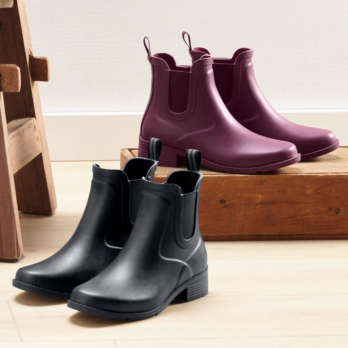 Lands' End Waterproof Rain Boots for Women, Comfortable Ankle Chelsea Boots Women, Burgundy or Black Womens Rain Boots Size 6 to 11