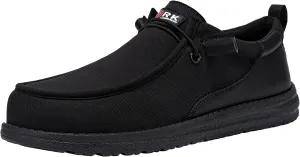 LARNMERN Slip On Steel Toe Shoes Men Lightweight Comfortable Lounging Walking Sneakers Steel Toe Loafers
