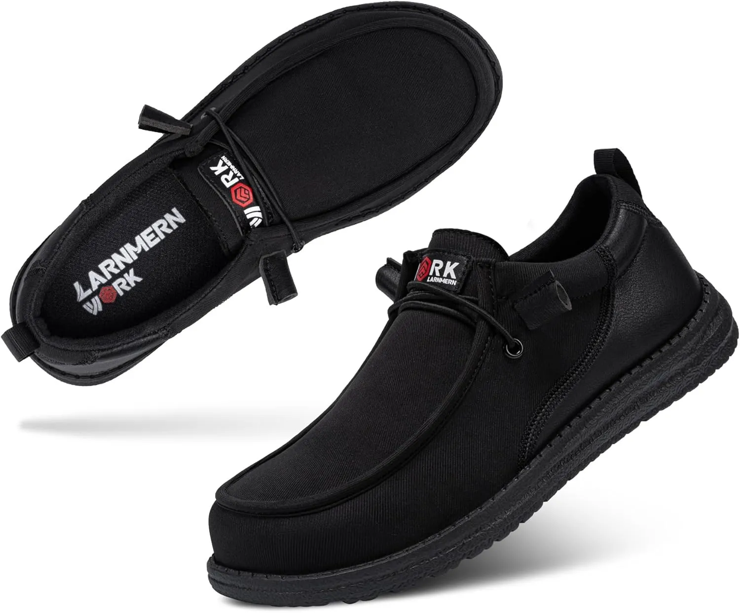 LARNMERN Slip On Steel Toe Shoes Men Lightweight Comfortable Lounging Walking Sneakers Steel Toe Loafers