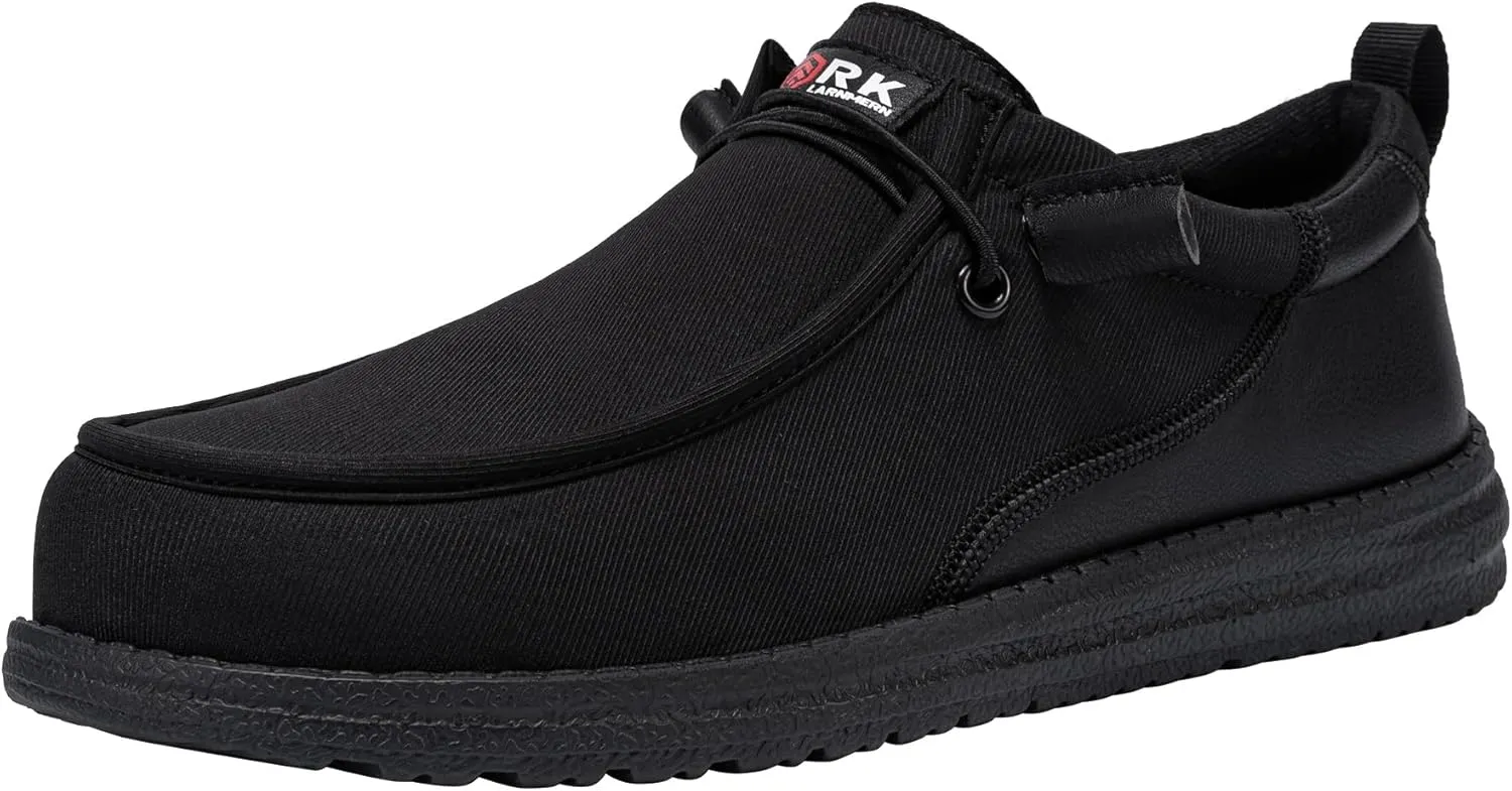 LARNMERN Slip On Steel Toe Shoes Men Lightweight Comfortable Lounging Walking Sneakers Steel Toe Loafers