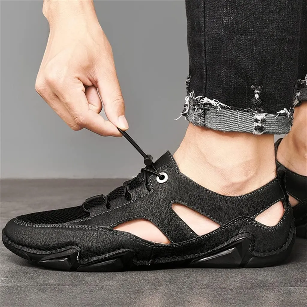 Leather Mens Sandals Breathable Mesh Casual Shoes Men Outdoor Beach Sandals Men Slippers(40)