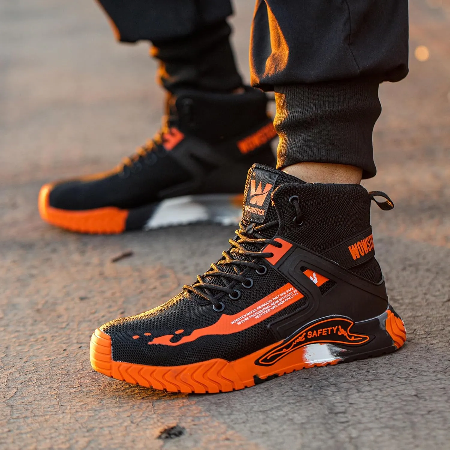 Lightweight Work Safety Steel Toe Sneakers, Durable Breathable Light Construction Tennis Shoes