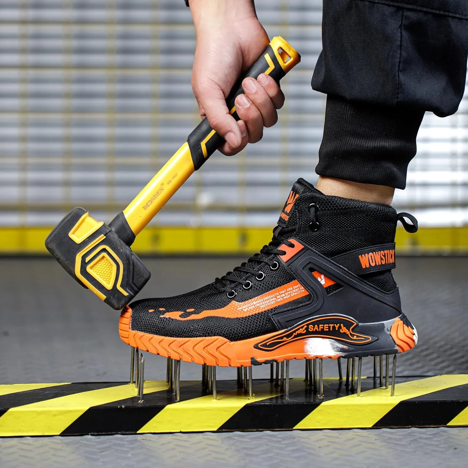 Lightweight Work Safety Steel Toe Sneakers, Durable Breathable Light Construction Tennis Shoes