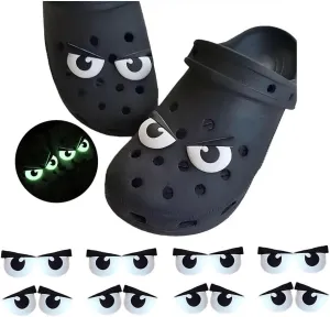 LIU JUN Funny Shoe Charms For Women Men, 4Pairs/8Pairs PVC Night Light Big Eyes Sandals Decoration Party Accessories Gift Jewelry