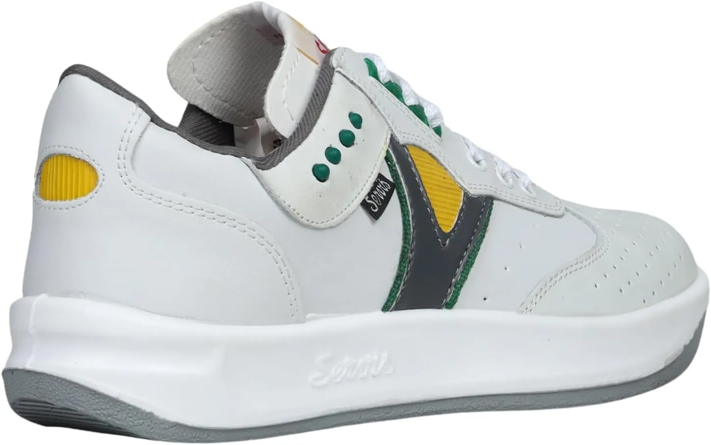 Low Top Trainers White Yellow Green Athleisure Shoes Men Low Top Sneakers, PU Sole, Cushioned Insole, Lace-Up Design – Comfortable Walking & Casual Fitness Shoes, Servis Cheetah