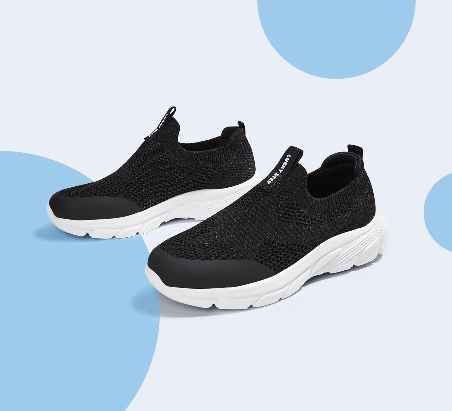LUCKY STEP Boys Girls Slip On Sneakers Breathable Mesh Walking Shoes Lightweight Casual Running Athletic for Little Kids