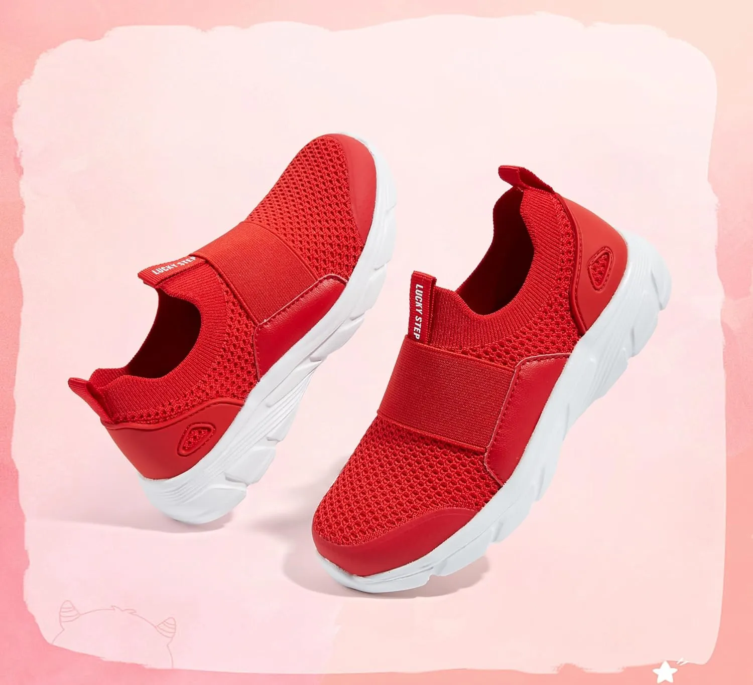 LUCKY STEP Little Kids Sneakers Breathable Mesh Walking Shoes Slip On Lightweight Athletic Trainers for Boys Girls
