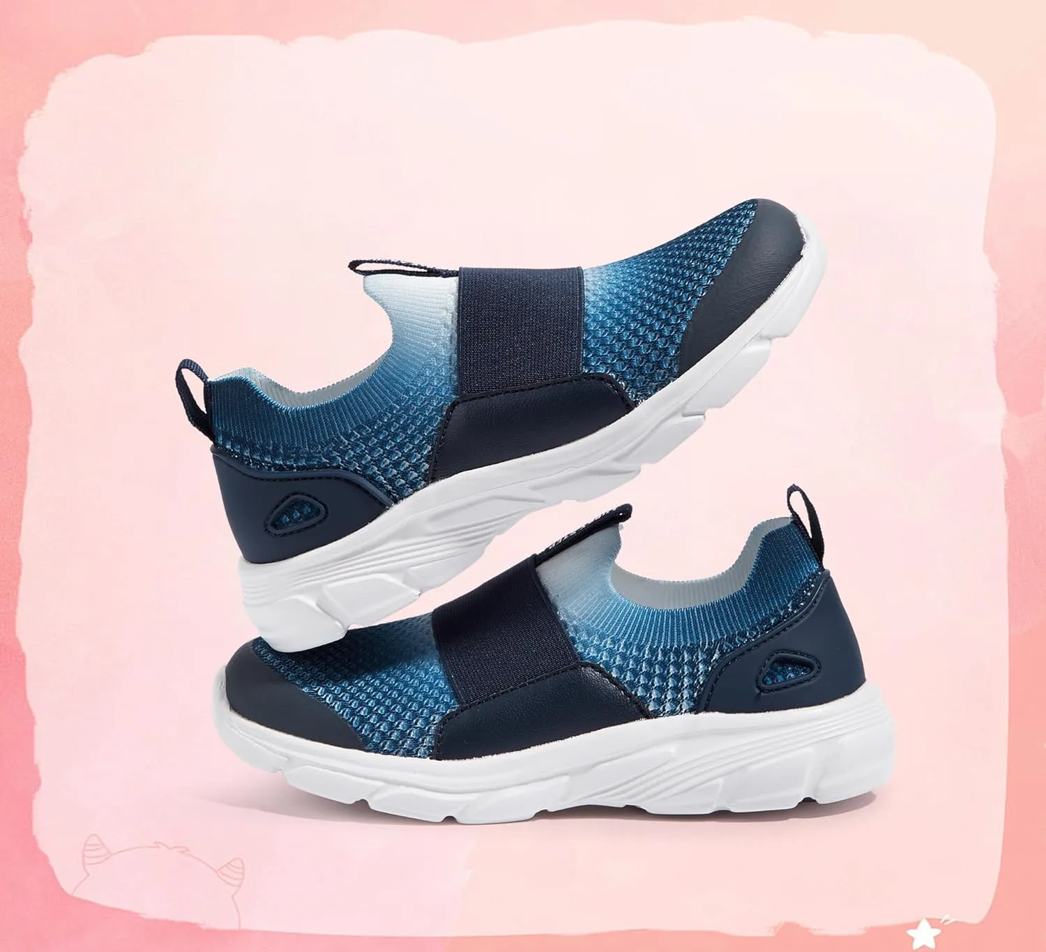 LUCKY STEP Little Kids Sneakers Breathable Mesh Walking Shoes Slip On Lightweight Athletic Trainers for Boys Girls