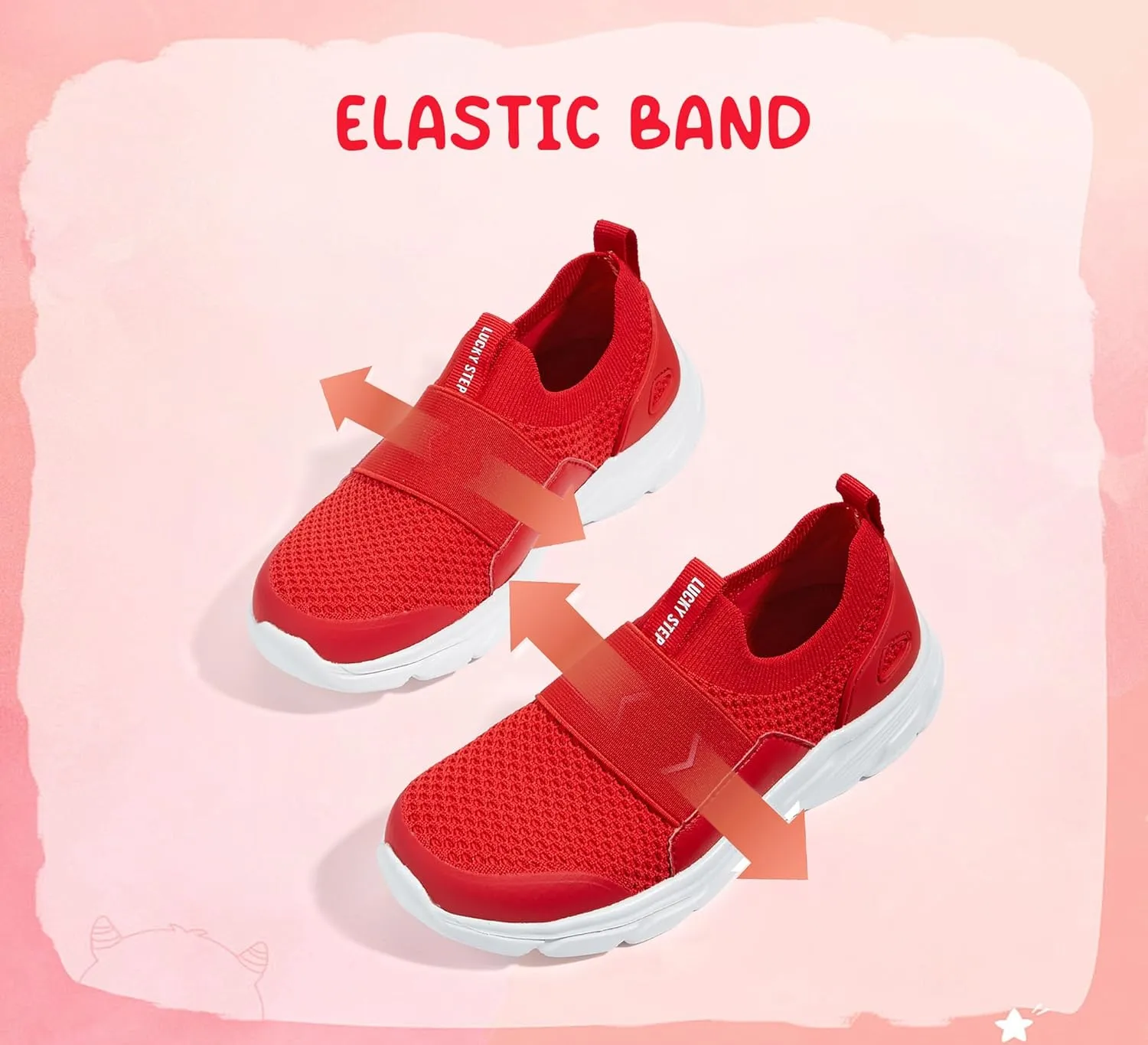 LUCKY STEP Little Kids Sneakers Breathable Mesh Walking Shoes Slip On Lightweight Athletic Trainers for Boys Girls