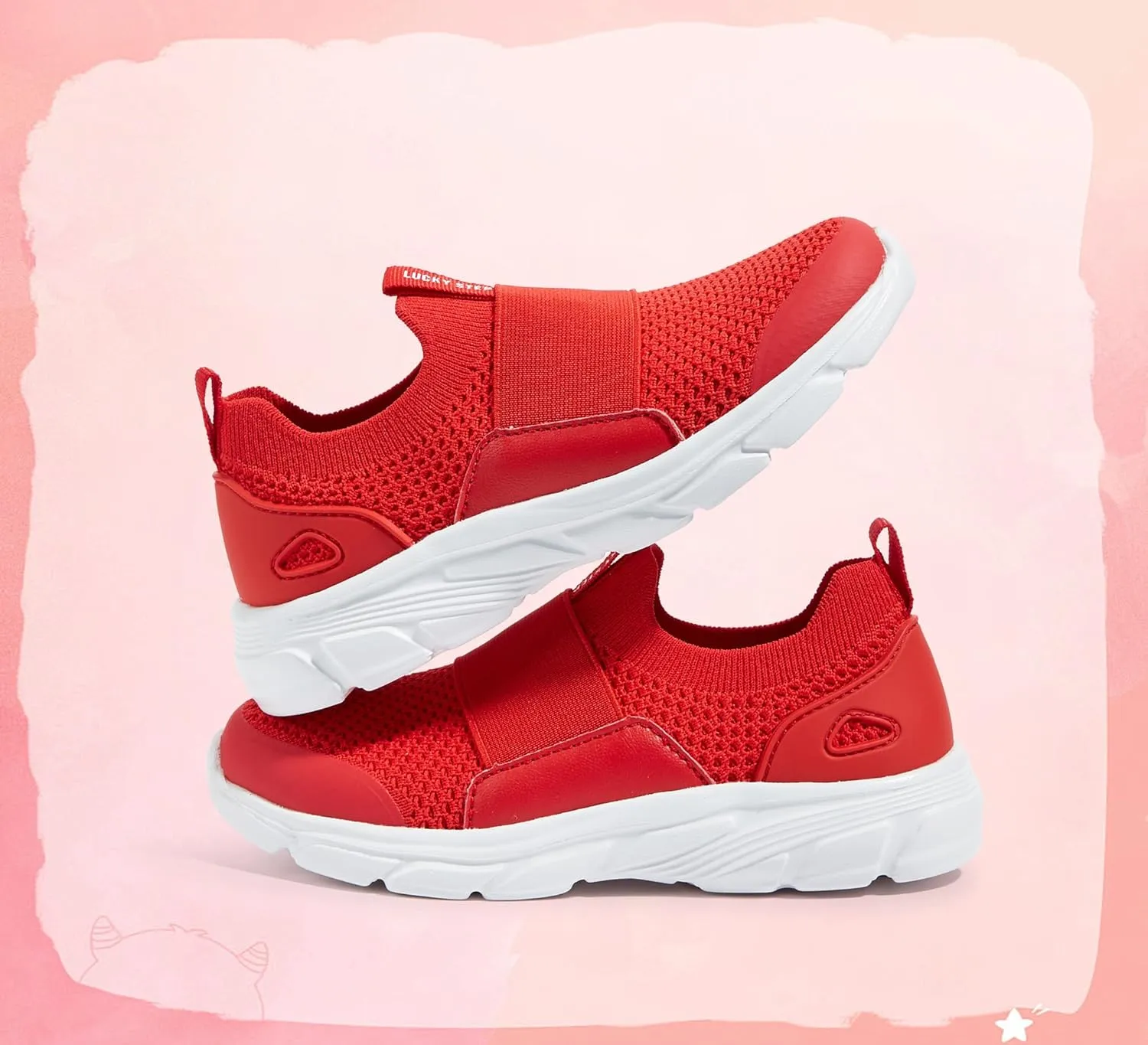 LUCKY STEP Little Kids Sneakers Breathable Mesh Walking Shoes Slip On Lightweight Athletic Trainers for Boys Girls