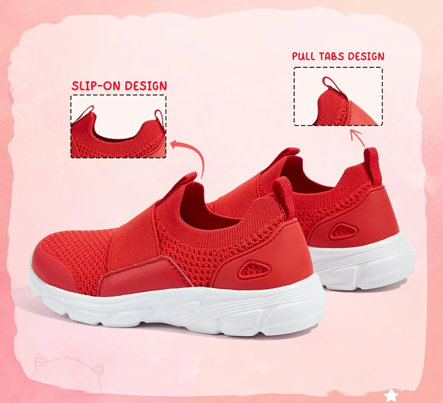LUCKY STEP Little Kids Sneakers Breathable Mesh Walking Shoes Slip On Lightweight Athletic Trainers for Boys Girls