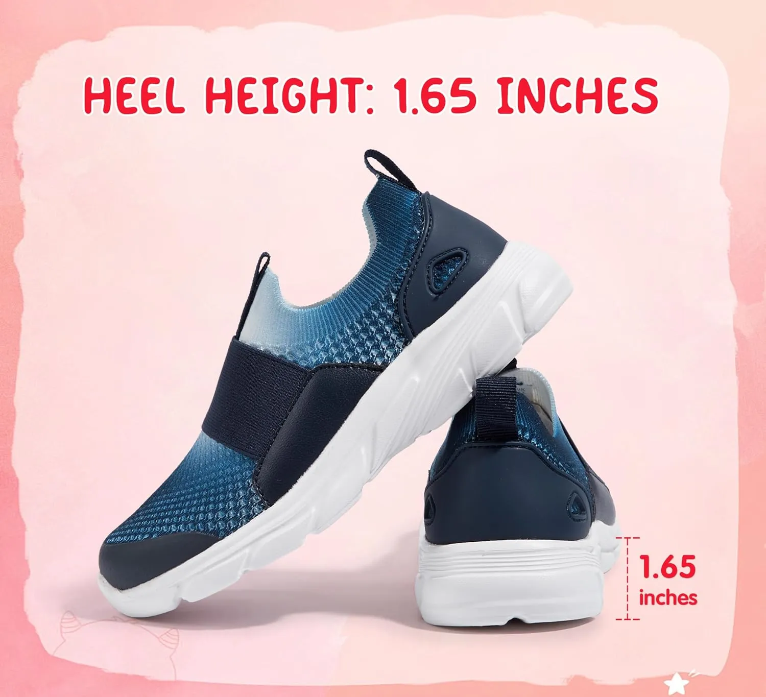 LUCKY STEP Little Kids Sneakers Breathable Mesh Walking Shoes Slip On Lightweight Athletic Trainers for Boys Girls