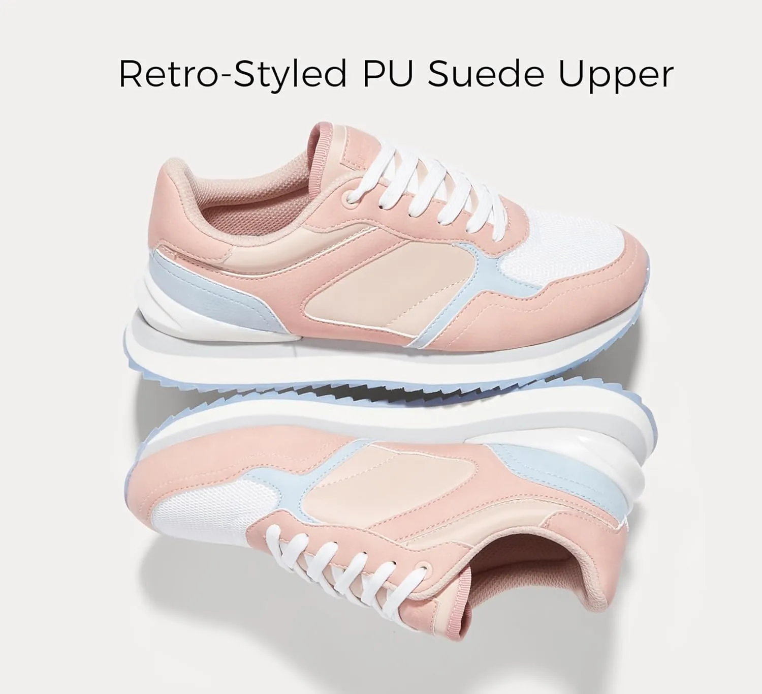 LUCKY STEP Women's Platform Fashion Sneakers Suede Colorful Colorblock Stylish Retro Casual Neutral Tennis Running Footwear Walking Shoes