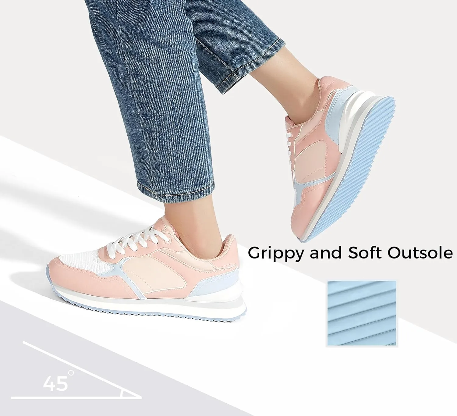 LUCKY STEP Women's Platform Fashion Sneakers Suede Colorful Colorblock Stylish Retro Casual Neutral Tennis Running Footwear Walking Shoes