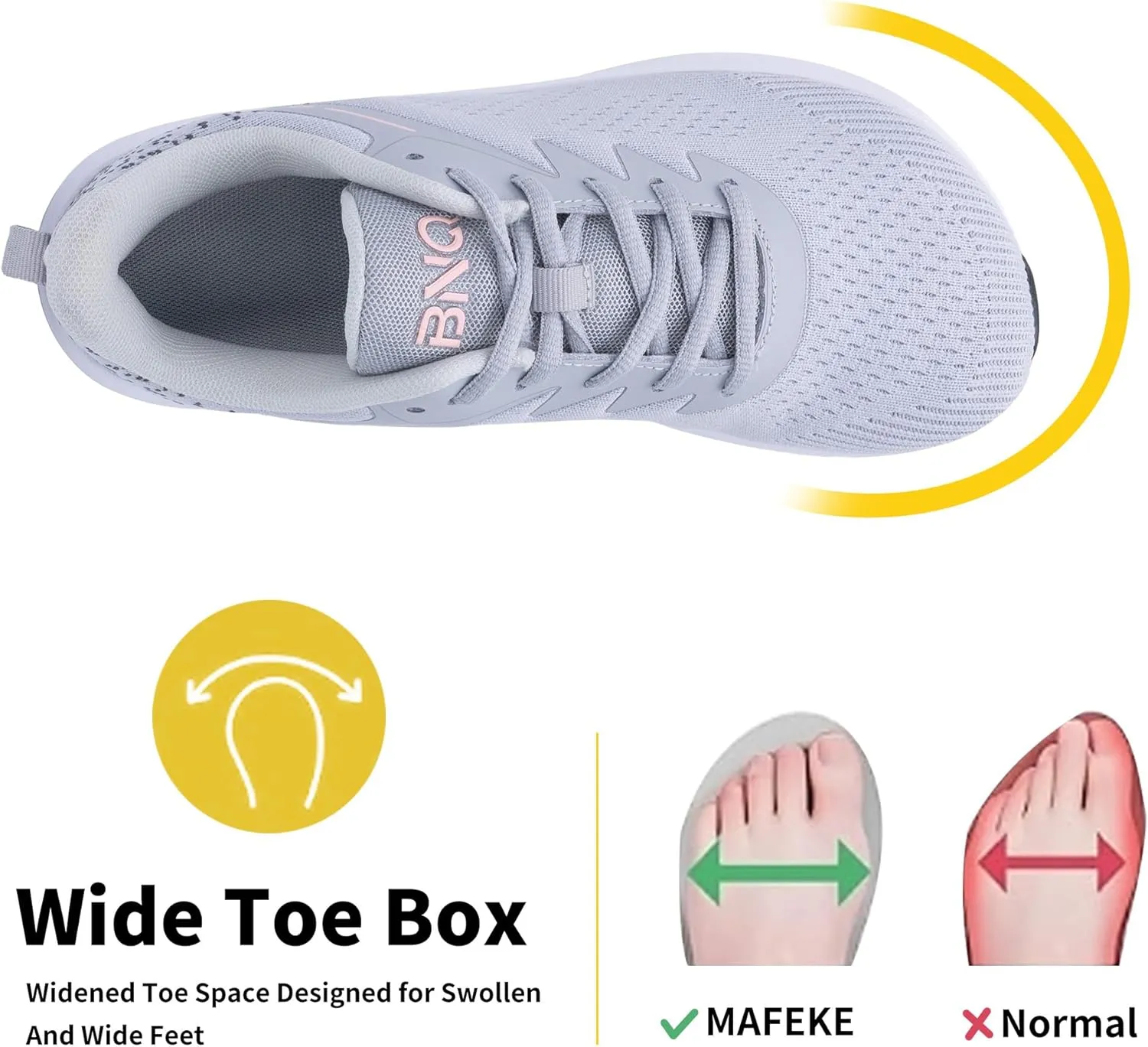 MAFEKE Women's Wide Toe Box Walking Shoes for Plantar Fasciitis, Arch Support Orthotic Wide Width Athletic Air Tennis Running Sneakers for Woman US Size 6-11