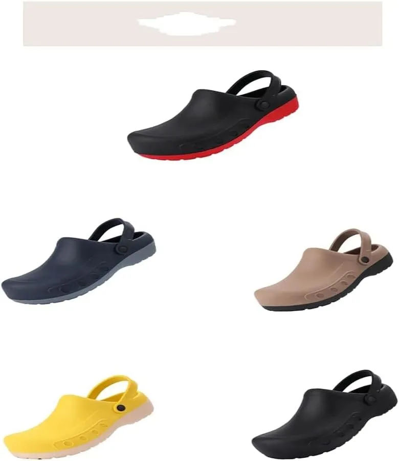 Men Chef Clogs Men Kitchen Shoes Injection Shoes Anti-Slip Outsole Garden Clogs Sandal Big(White-Patch Five-Pointed star4,48 Code)