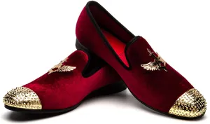 Men Genuine Leather Mens Metallic Textured Slip-on Glitter Loafers Shoes
