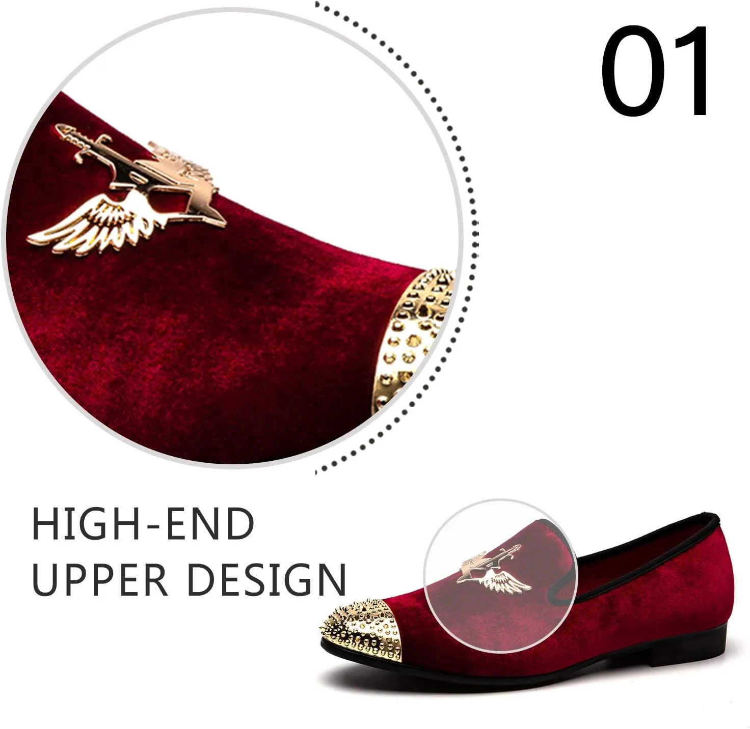 Men Genuine Leather Mens Metallic Textured Slip-on Glitter Loafers Shoes