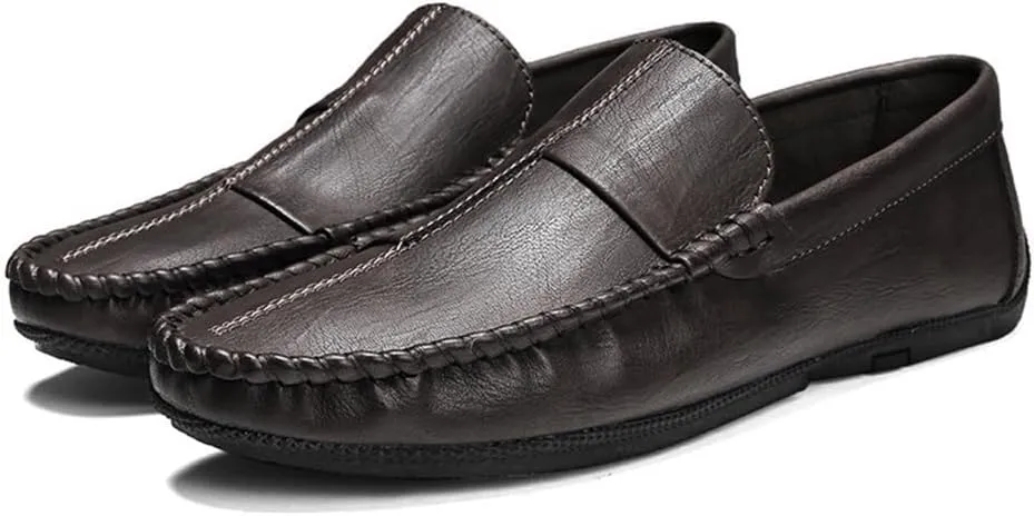 Men Loafers Vegan Leather Wedding Round Toe Anti-Slip Non Slip Rubber Sole Block Heel Low Top Shoe for Casual Wedding Party Prom