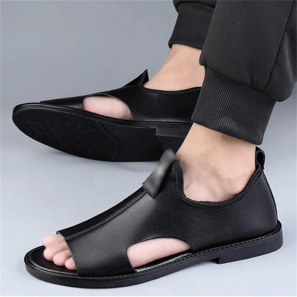 Men Sandals Genuine Leather Sandals Man Beach Shoes Outdoor Not Slip Light Slippers Men's Sandals(45)