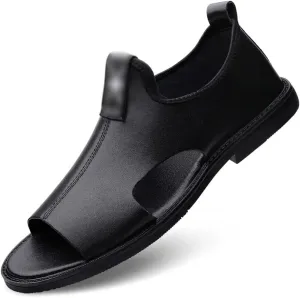 Men Sandals Genuine Leather Sandals Man Beach Shoes Outdoor Not Slip Light Slippers Men's Sandals(45)