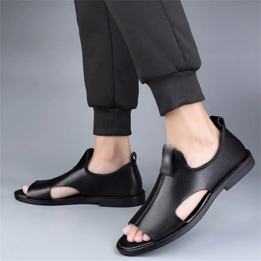 Men Sandals Genuine Leather Sandals Man Beach Shoes Outdoor Not Slip Light Slippers Men's Sandals(45)