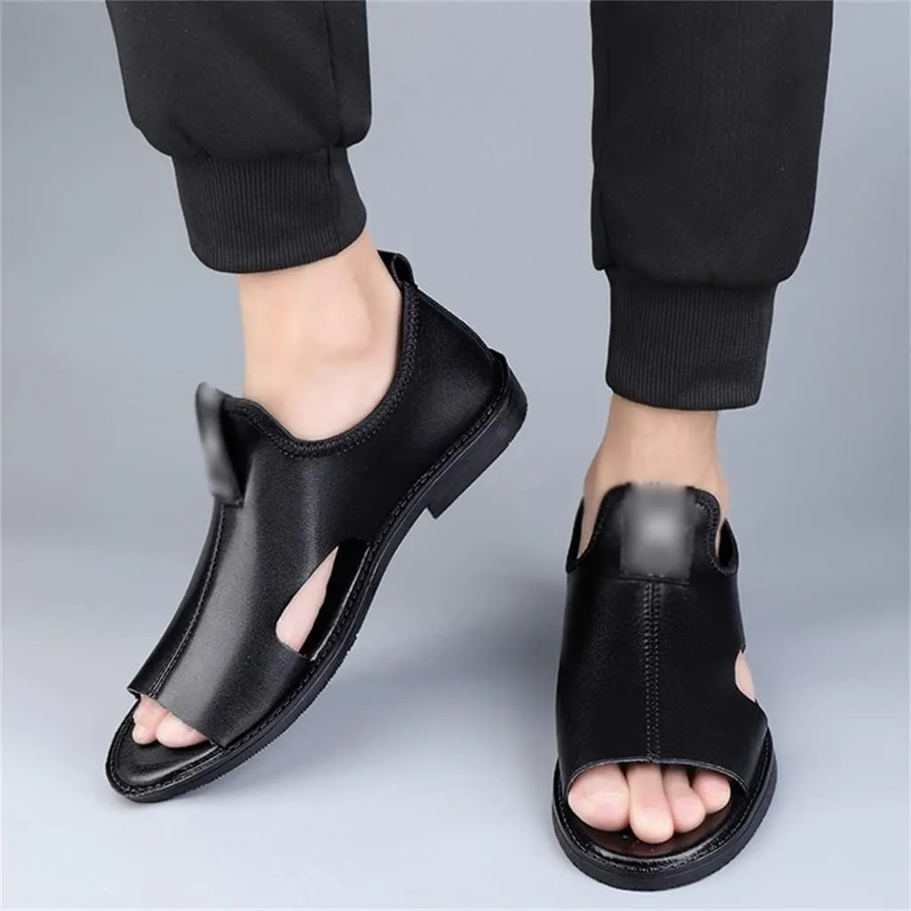 Men Sandals Genuine Leather Sandals Man Beach Shoes Outdoor Not Slip Light Slippers Men's Sandals(45)