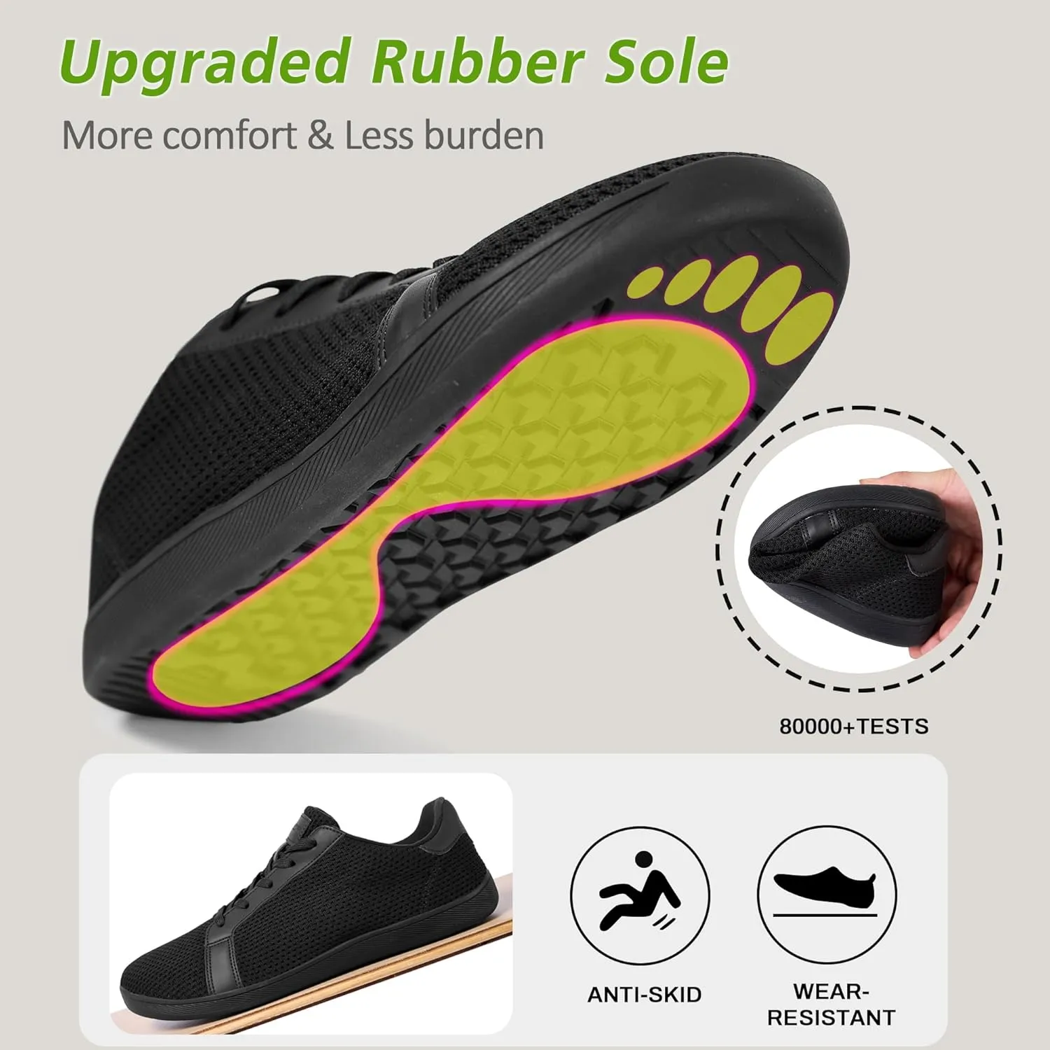 Men's Barefoot Walking Shoes Wide Toe Sneakers Zero Drop Minimalist Sneakers Non-Slip Breathable Comfortable Lightweight Casual Shoes