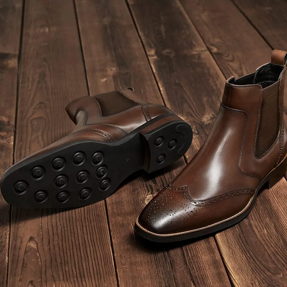 Mens chelsea boots Leather Formal Dress Boots