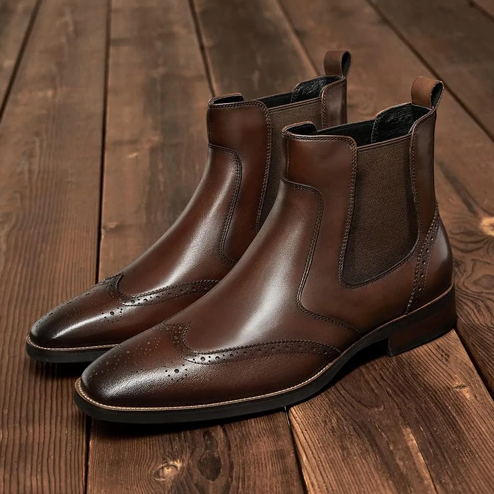 Mens chelsea boots Leather Formal Dress Boots