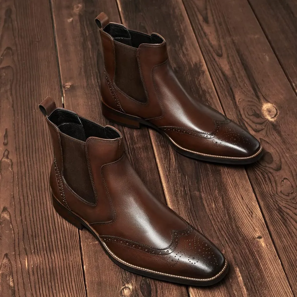Mens chelsea boots Leather Formal Dress Boots