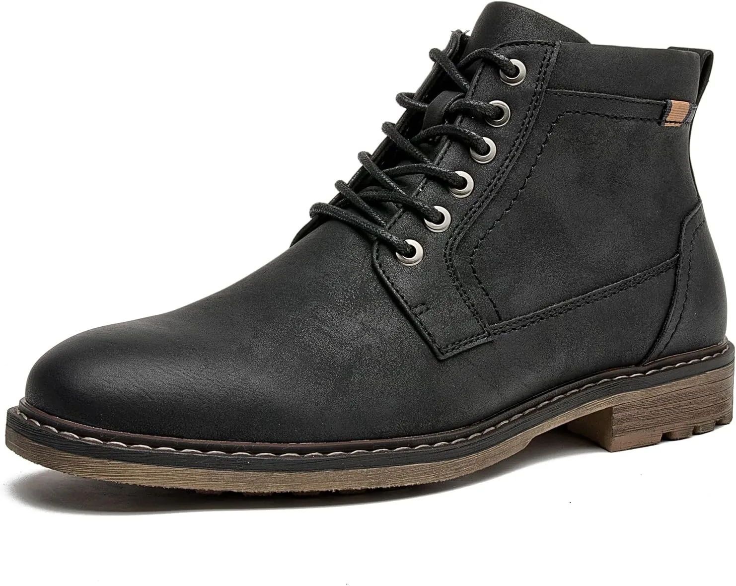 Men's Chukka Boots Casual Dress Boots Zipper Motorcycle Combat Boots Waterproof Ankle Boots Lace Up Fashion Leather Boots