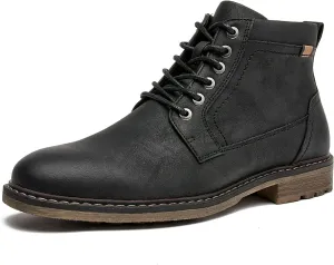 Men's Chukka Boots Casual Dress Boots Zipper Motorcycle Combat Boots Waterproof Ankle Boots Lace Up Fashion Leather Boots