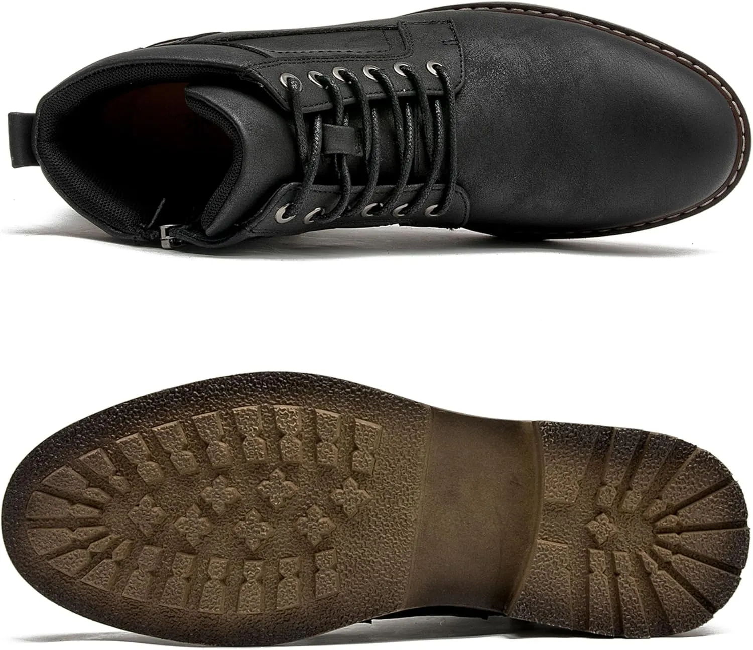 Men's Chukka Boots Casual Dress Boots Zipper Motorcycle Combat Boots Waterproof Ankle Boots Lace Up Fashion Leather Boots