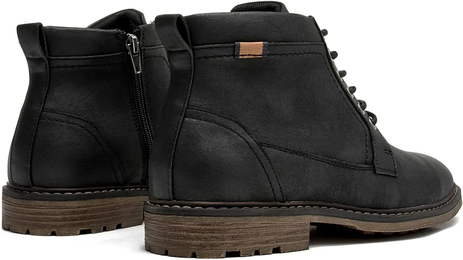 Men's Chukka Boots Casual Dress Boots Zipper Motorcycle Combat Boots Waterproof Ankle Boots Lace Up Fashion Leather Boots