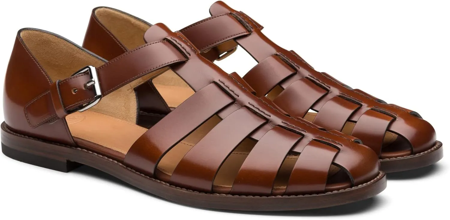 Mens Closed Toe Sandals Ankle Buckle Hollow Out Roman Shoes Outdoor Fisherman Adjustable Beach Summer Sandals Anti Slip Flat Sandals Comfort Casual Walking Shoes Lightweight T-Strap Ankle Strap Sandal