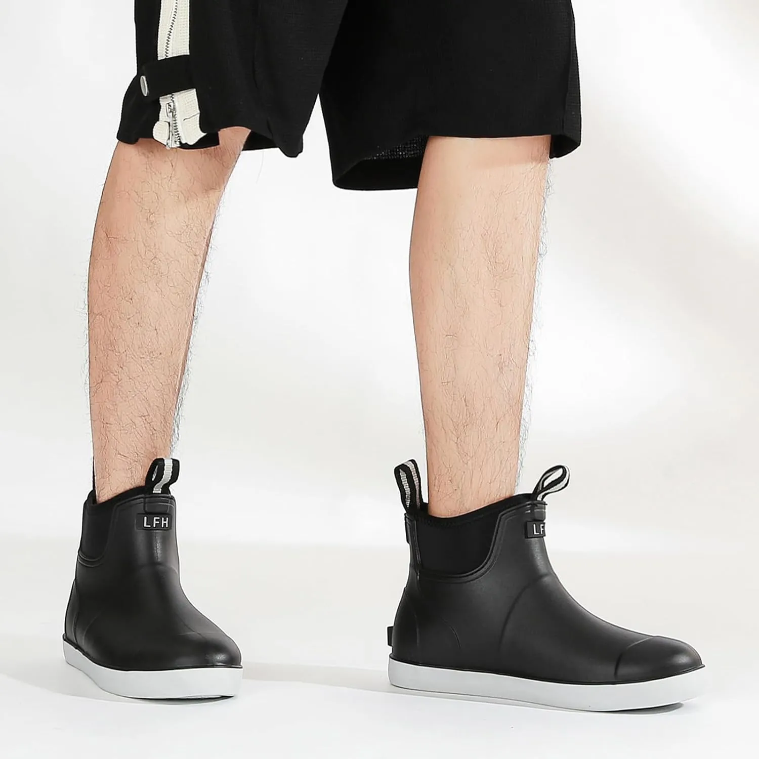 Men's Deck Boots, Waterproof Ankle Rain Boots Men Anti-Slip Traction, Outdoor Rubber Fishing Garden Boots High-Performance Shoes for Farming