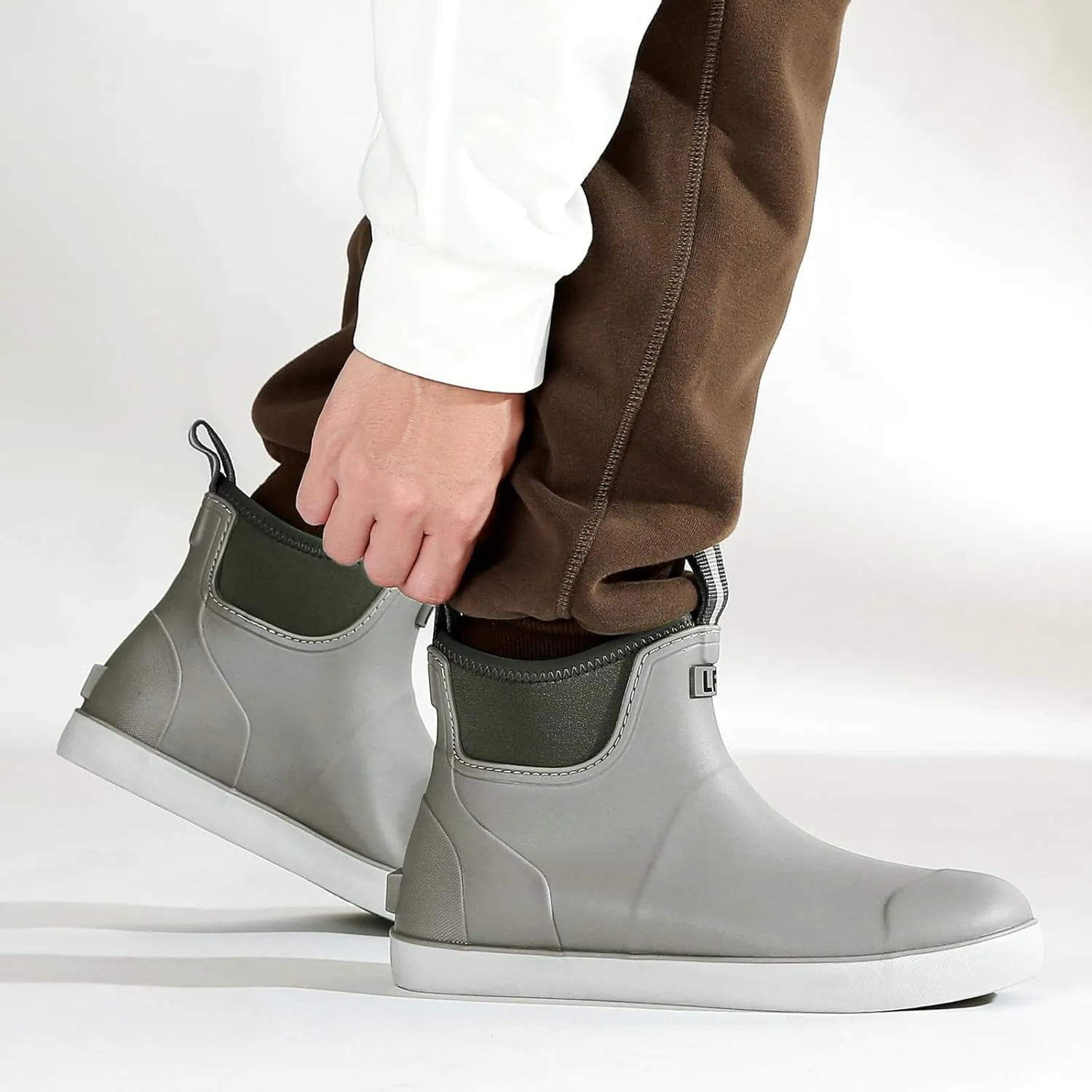 Men's Deck Boots, Waterproof Ankle Rain Boots Men Anti-Slip Traction, Outdoor Rubber Fishing Garden Boots High-Performance Shoes for Farming