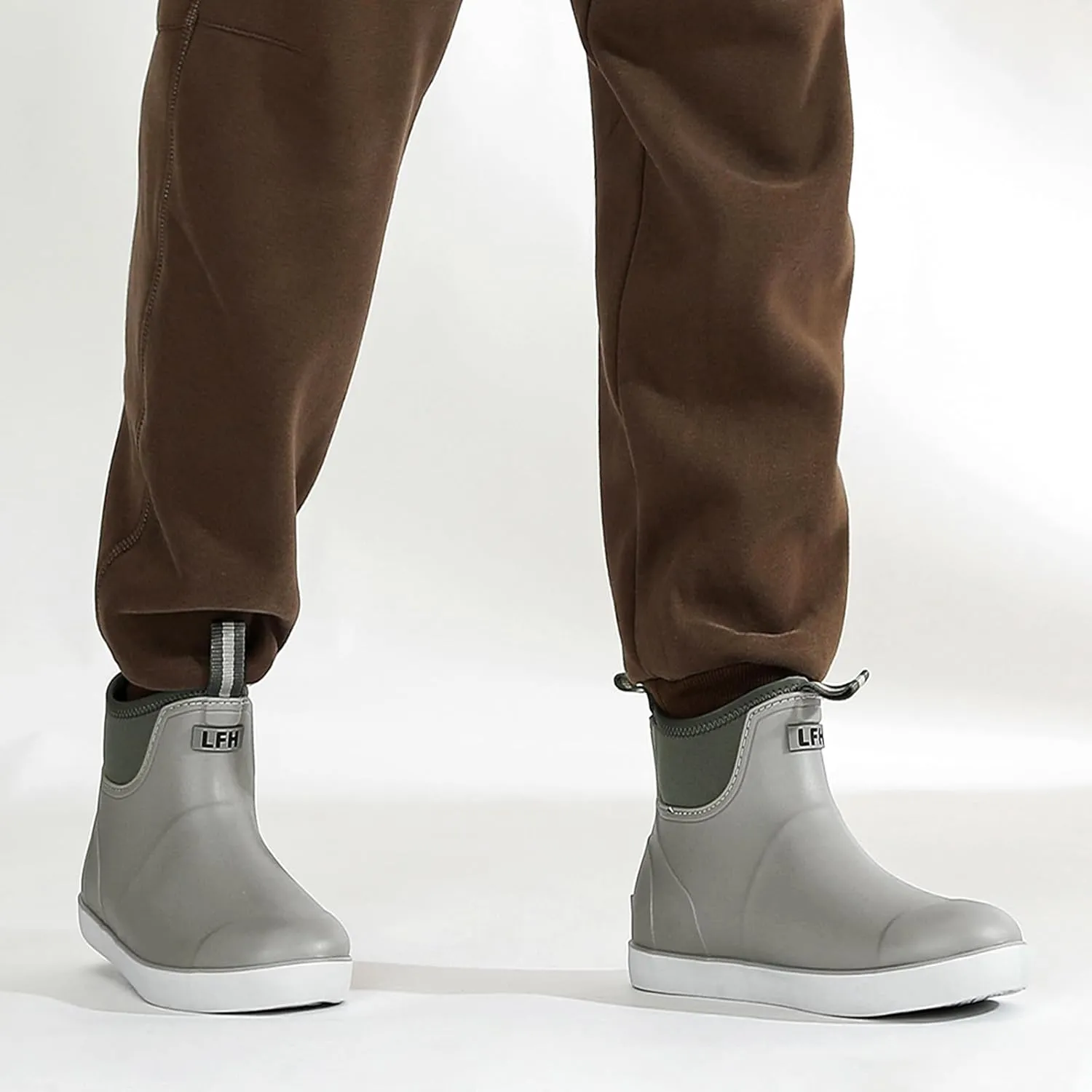 Men's Deck Boots, Waterproof Ankle Rain Boots Men Anti-Slip Traction, Outdoor Rubber Fishing Garden Boots High-Performance Shoes for Farming