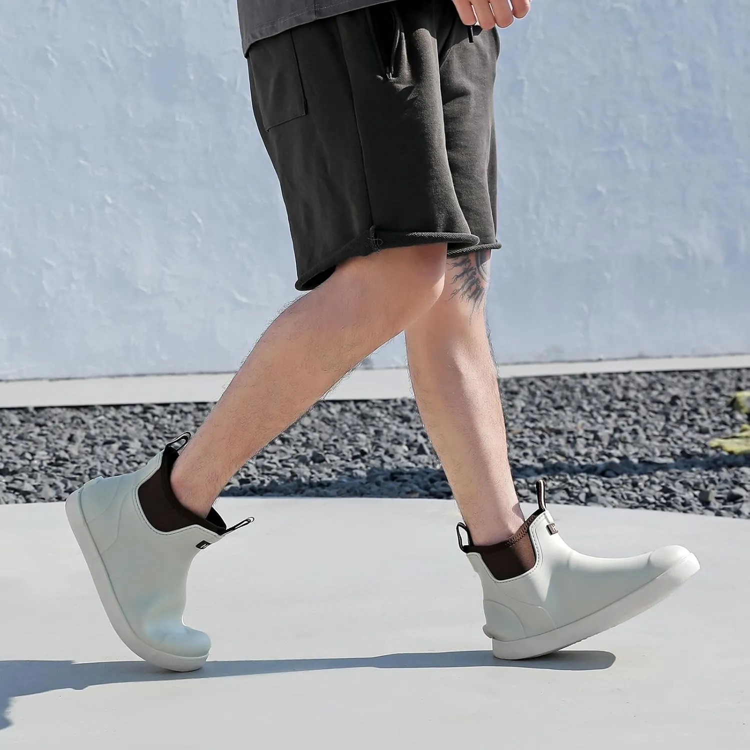 Men's Deck Boots Waterproof Fishing Rain Boots, Anti-Slip Rubber Boots Ankle Booties, High-Performance Footwear Chelsea Boots for Gardening Boating Camping Sailing