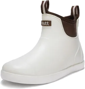 Men's Deck Boots Waterproof Fishing Rain Boots, Anti-Slip Rubber Boots Ankle Booties, High-Performance Footwear Chelsea Boots for Gardening Boating Camping Sailing