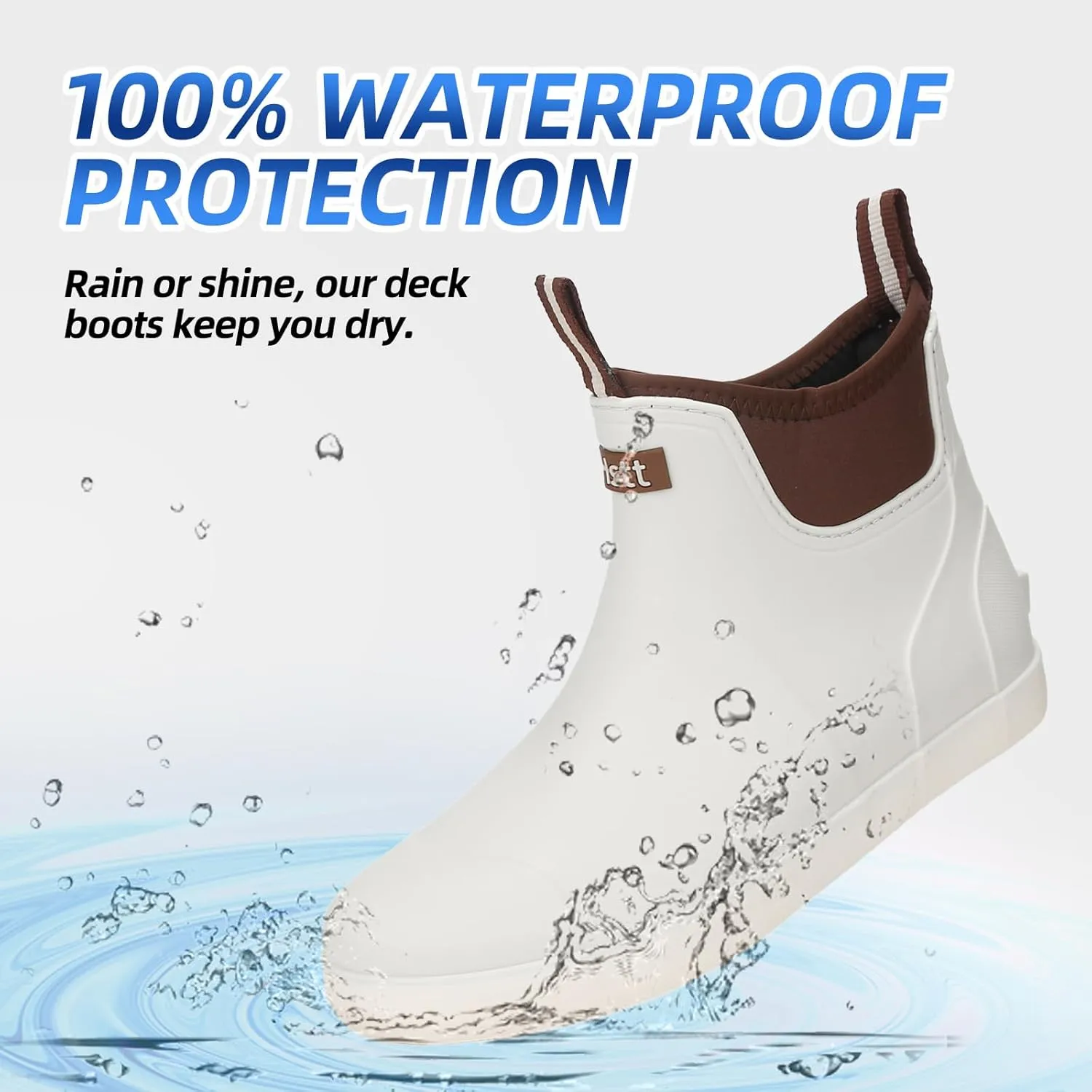 Men's Deck Boots Waterproof Fishing Rain Boots, Anti-Slip Rubber Boots Ankle Booties, High-Performance Footwear Chelsea Boots for Gardening Boating Camping Sailing