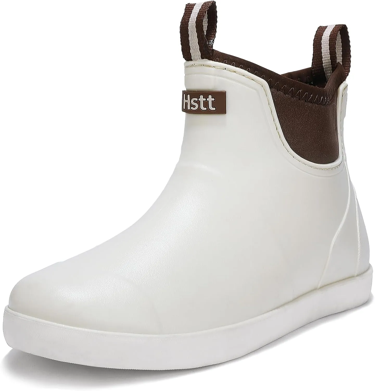 Men's Deck Boots Waterproof Fishing Rain Boots, Anti-Slip Rubber Boots Ankle Booties, High-Performance Footwear Chelsea Boots for Gardening Boating Camping Sailing