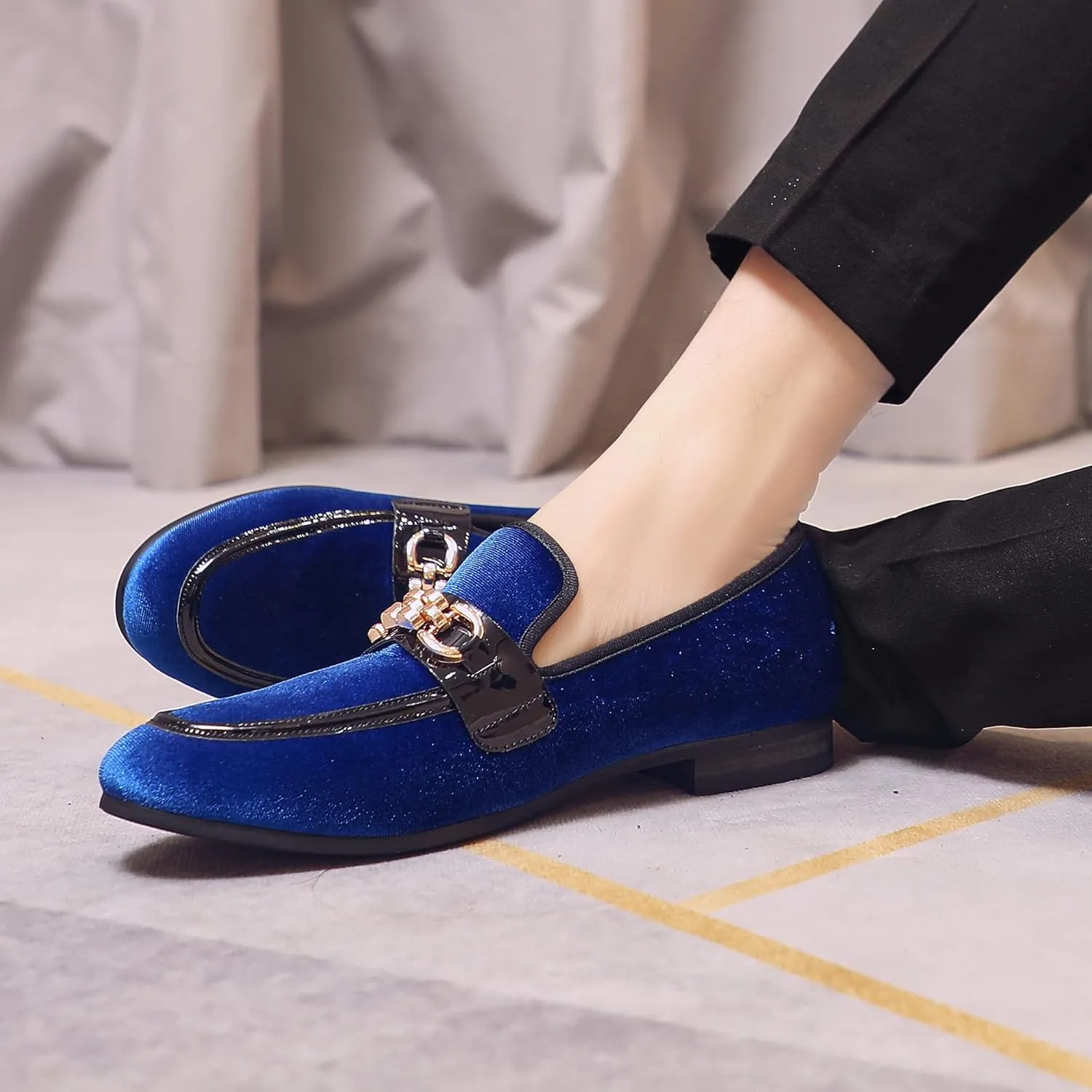 Men's Fashion Formal Velvet Loafers and Wedding Dress Shoes for Men, Penny Slip-On Smoking Luxury Men Casual Shoes