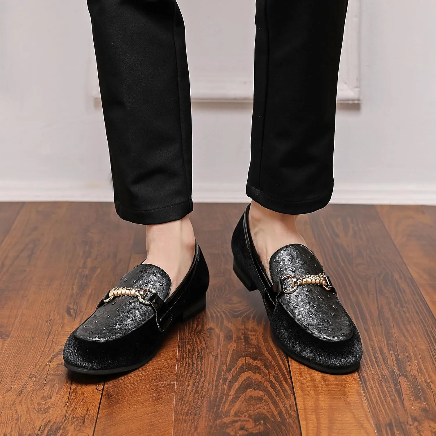 Men's Fashion Formal Velvet Loafers and Wedding Dress Shoes for Men, Penny Slip-On Smoking Luxury Men Casual Shoes