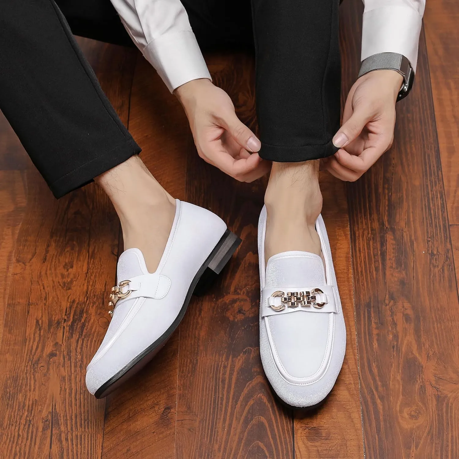 Men's Fashion Formal Velvet Loafers and Wedding Dress Shoes for Men, Penny Slip-On Smoking Luxury Men Casual Shoes