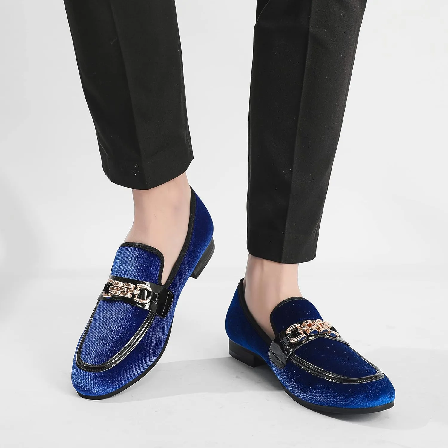 Men's Fashion Formal Velvet Loafers and Wedding Dress Shoes for Men, Penny Slip-On Smoking Luxury Men Casual Shoes